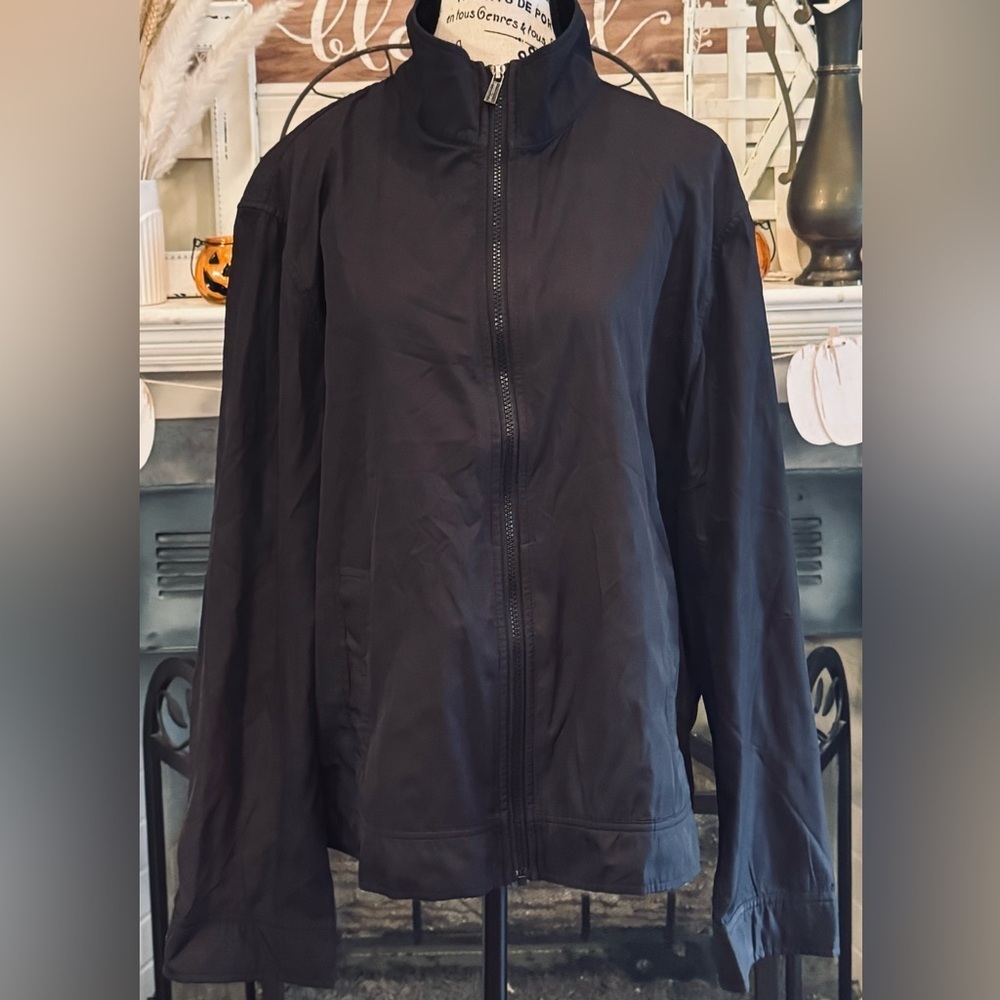 Michael Kors Black Lightweight Jacket Women’s Large Zip Front Windbreaker Liner